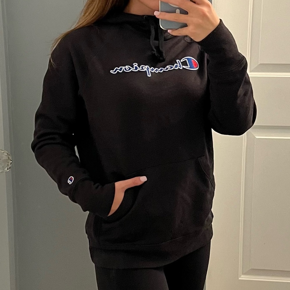 Champion Black High Neck Hoodie